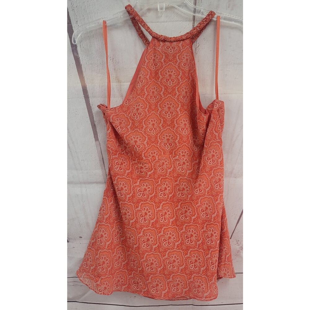 MICHAEL Michael Kors Orange Halter Blouse Size 12 Sleeveless Keyhole Top - Picture 3 of 8